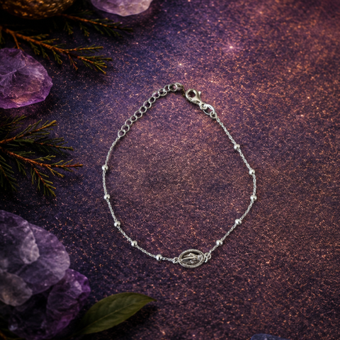 Pulsera Virgen Milagrosa en Plata de Ley 925 – ACTIVADA (Protección, Fe y Bendiciones)