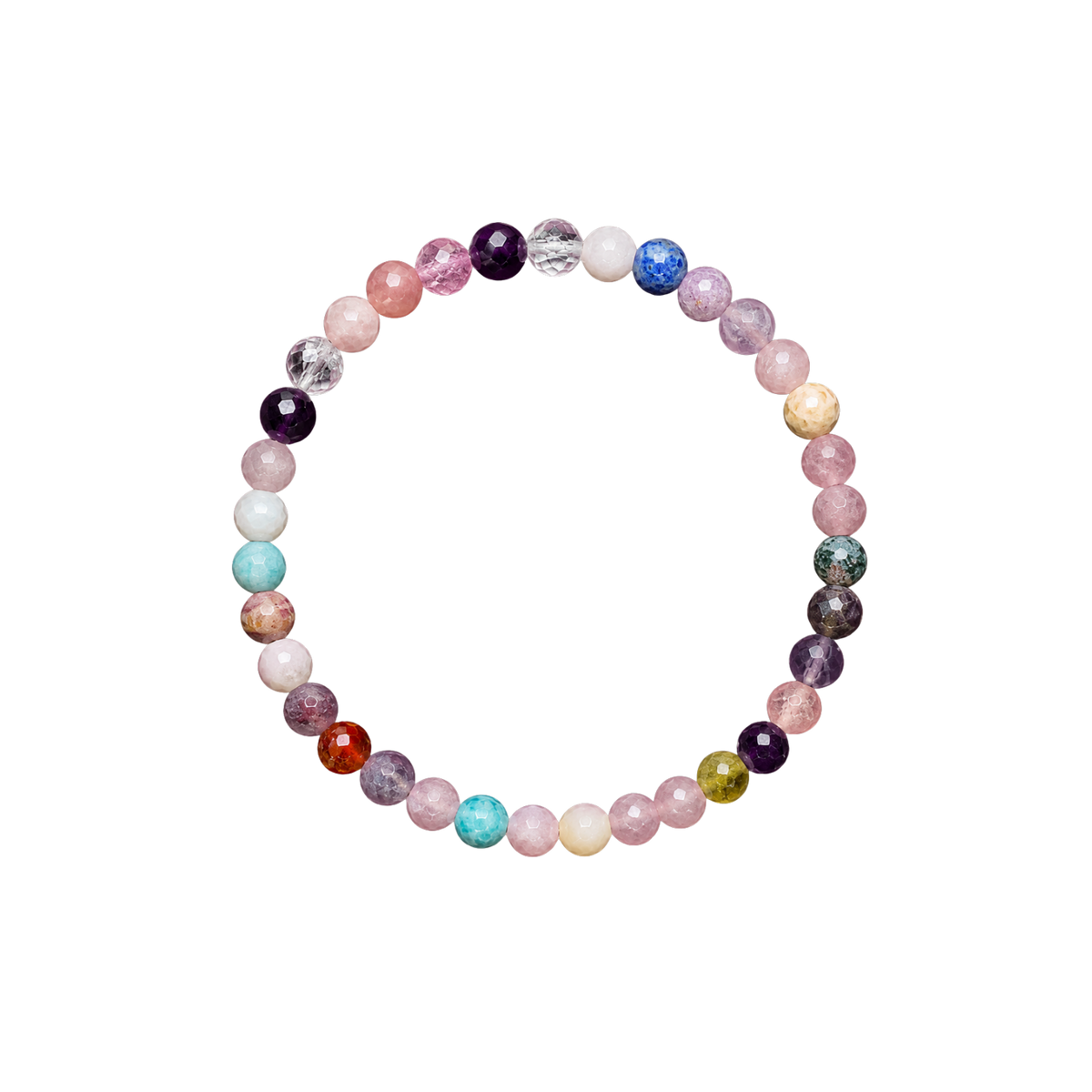 Pulsera Facetada de Cuarzos y Turmalina Multicolor 4 mm (Protección, Equilibrio y Energía Positiva)