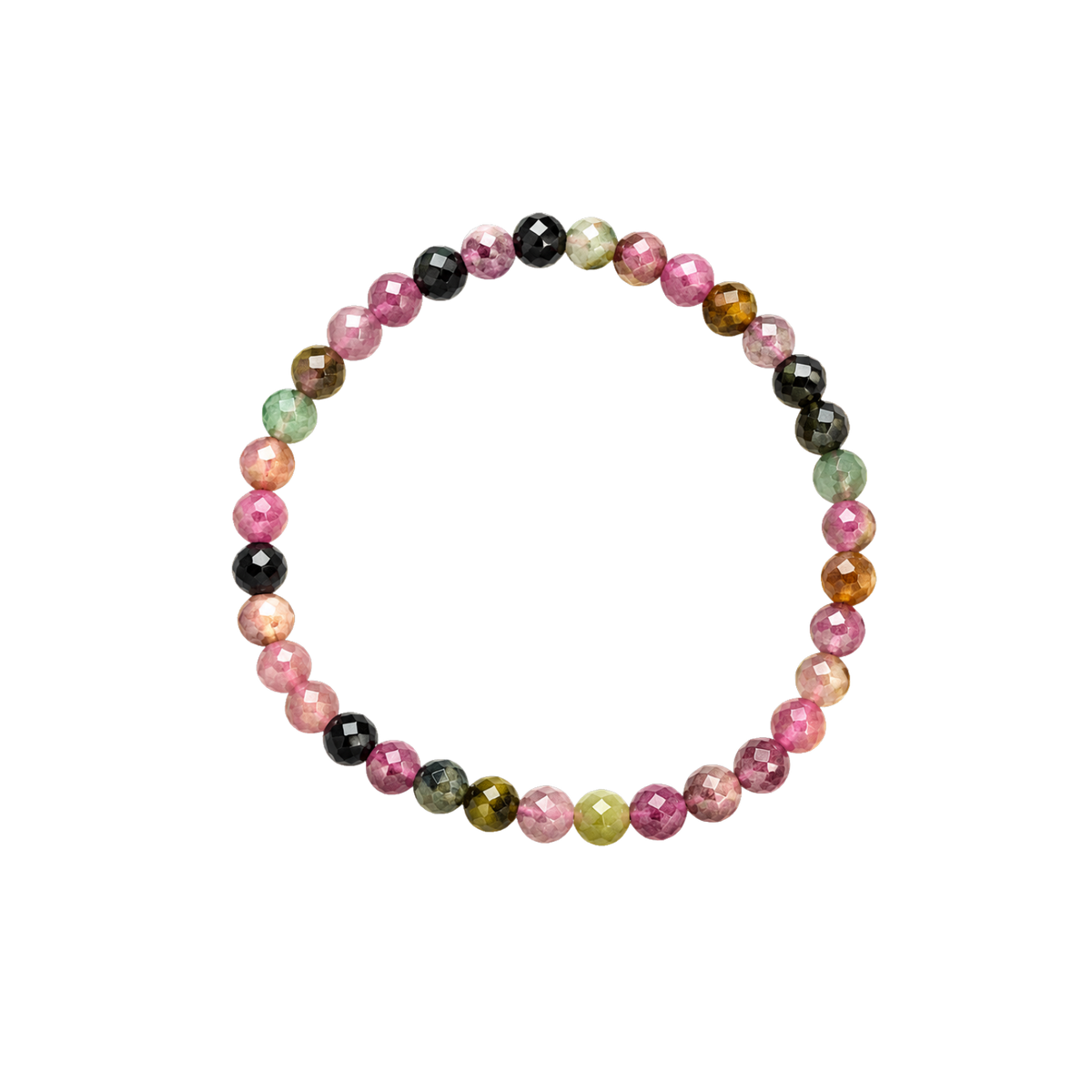 Pulsera Facetada de Turmalina Verde y Multicolor 4mm (Protección, Equilibrio y Energía Positiva)