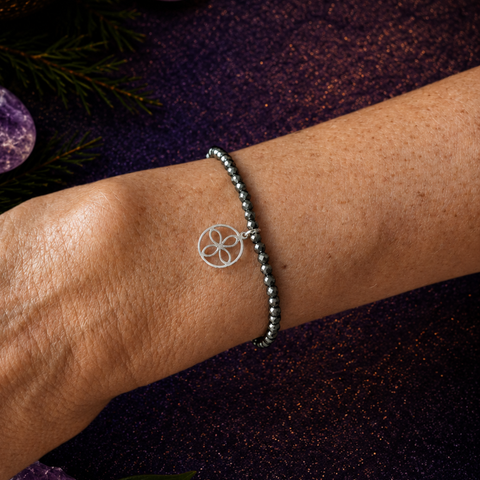 Pulsera de Pirita Facetada con Sigilo de la Abundancia en Plata de Ley 925 – ACTIVADA (Riqueza y Prosperidad)