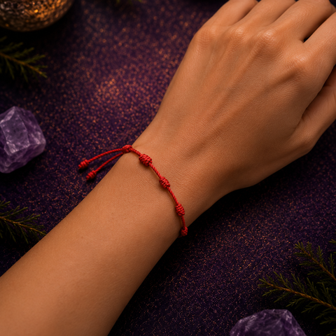 Pulsera de Hilo Rojo de 7 Nudos (Protección Contra Mal de Ojo y Defensa Espiritual)