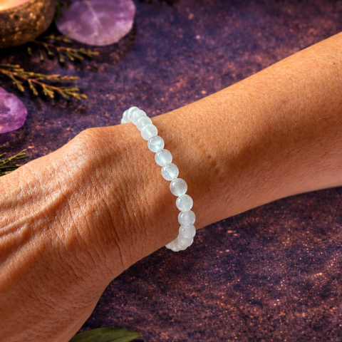 Pulsera de Selenita Natural (Limpieza, Armonía y Equilibrio)