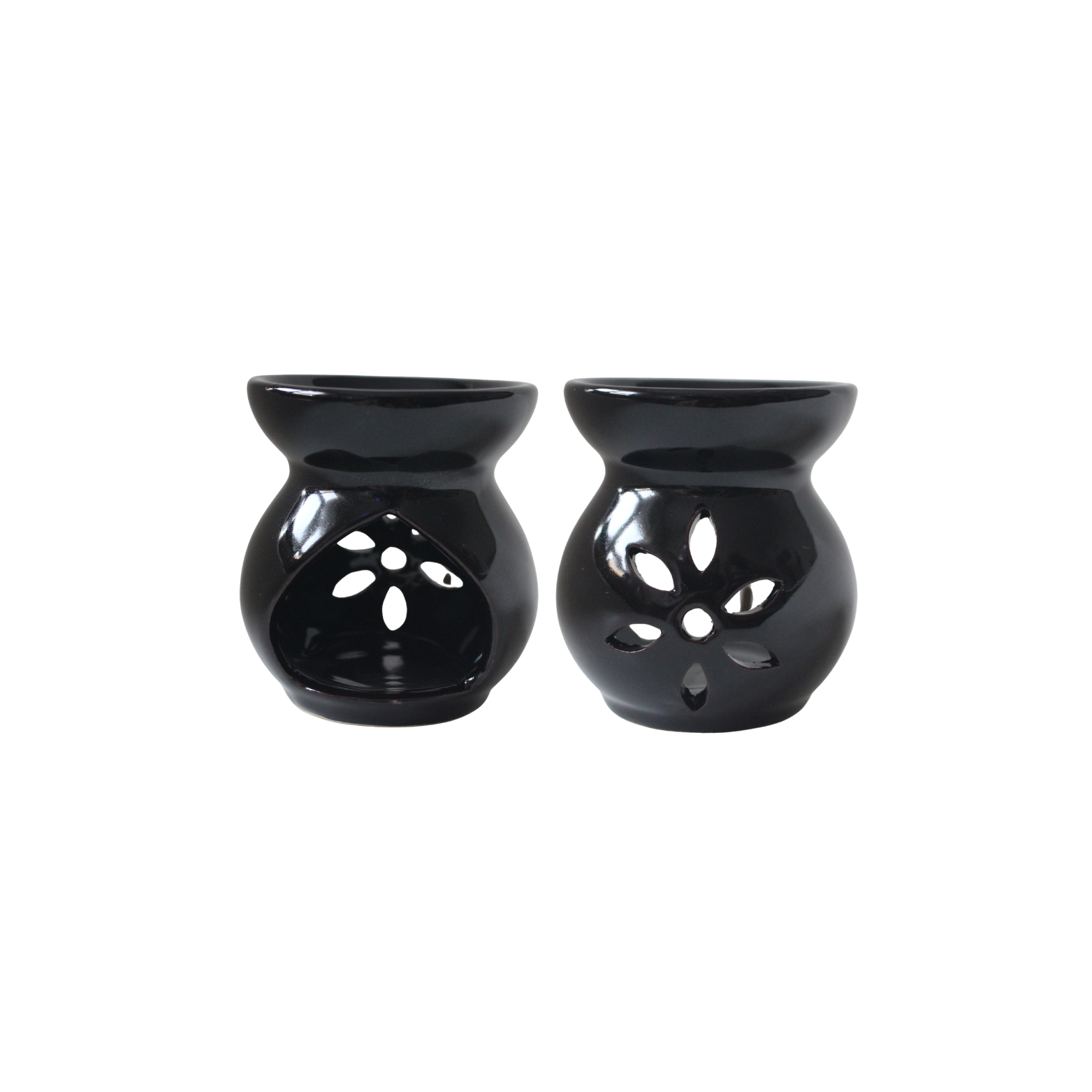 Quemador de Esencias Cerámico Negro Mate – Diseño Flor (Aromaterapia y Armonía)