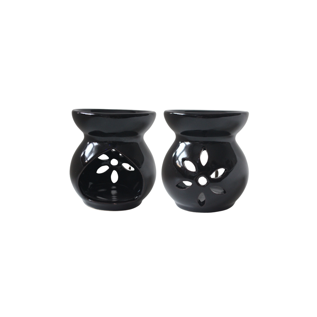 Quemador de Esencias Cerámico Negro Mate – Diseño Flor (Aromaterapia y Armonía)
