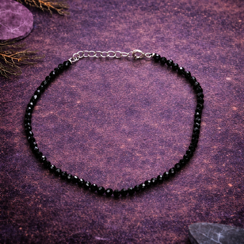 Tobillera de Minerales Naturales Facetados en Plata de Ley 925 (Protección y Energía Positiva)