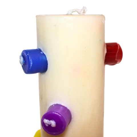 Velón 7 Mechas Multicolor (Apertura de Caminos y Equilibrio Energético)